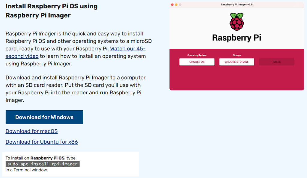 Descarga instalador Raspberry Pi