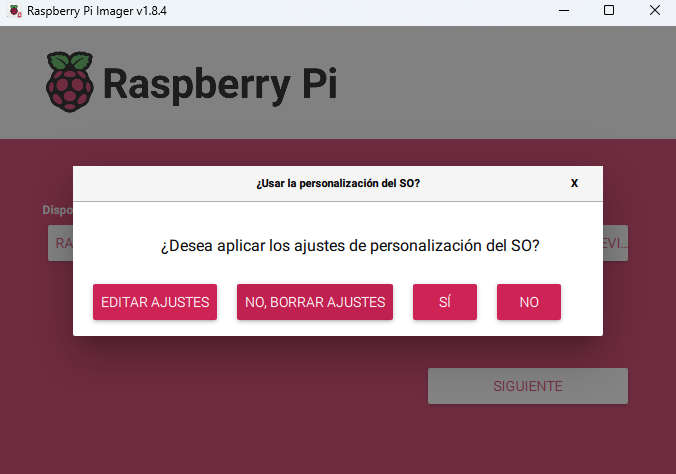 Asistente de configuración en el instalador de Raspberry Pi