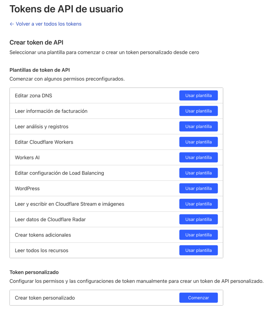 Cloudflare nuevo token