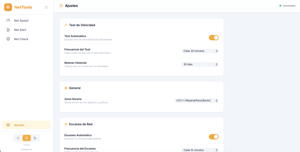 Screenshot de AJUSTES